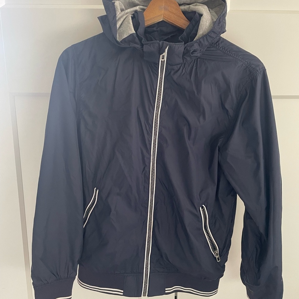 H&M Navy Blue Hooded Boy’s Windbreaker Jacket, Size 10-12Y